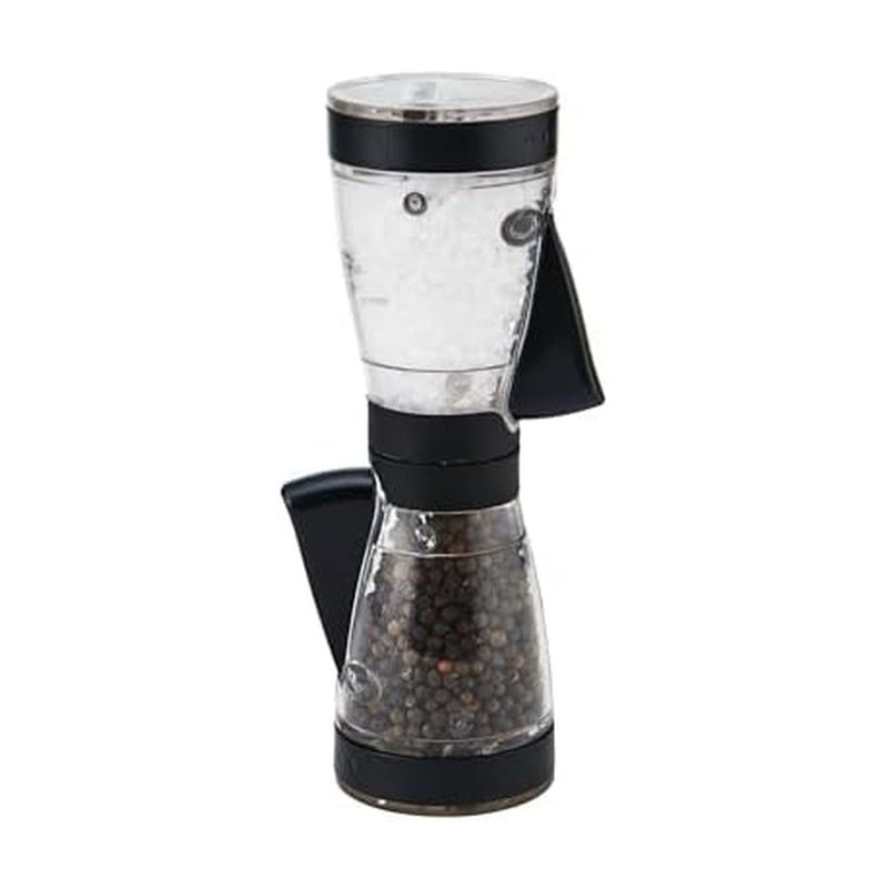 KAMENSTEIN One-Handed 2-in-a-1 Dual Salt and Pepper Grinder-Adjustable and Refillable, 8-Inch, Black - Image 1